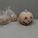 Beeveer 3 Pcs Terracotta Pumpkin Decorations 9-inch and 5-inch Halloween Party Plastic Glowing Pumpkin Indoor and Outdoor Lights, Halloween Home Create Decorations