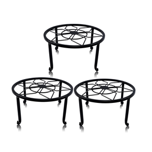 yosager 3 Pack Metal Plant Stands for Flower Pot, Heavy Duty Black Iron Potted Stand Holder, Indoor Outdoor Rustproof Metal Planter Container Round Supports Display Rack for Home & Garden Decor