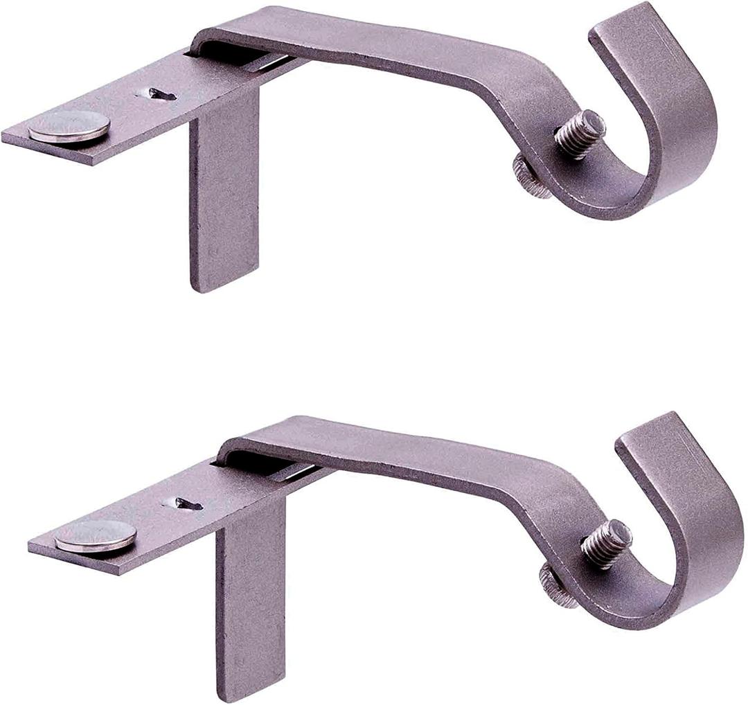 Kenney Fast Fit 5/8" No Measure Curtain Rod Brackets, Pewter (One Size)