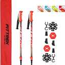 Hiking Poles for Kids - Ultralight Nordic Walking Sticks - Telescopic Child Trekking Poles Collapsible 2 Pack (red)