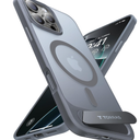 TORRAS Strong Magnetic & Seamless Stand for iPhone 16 Pro Case, Fit for MagSafe, Military Grade Drop Tested Adjustable Kickstand Protective Slim Case for iPhone 16 Pro 6.3", Natural Titanium,Deep Gray