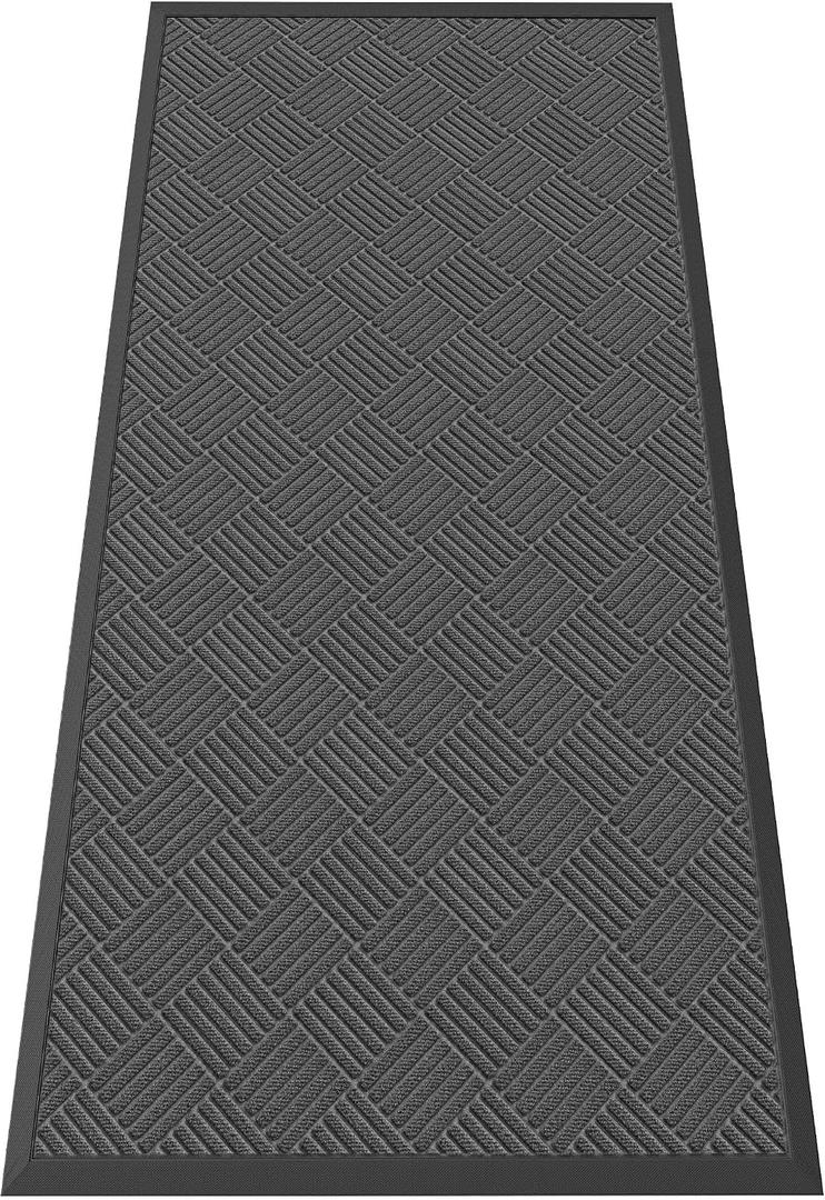 Indoor Outdoor Door Mat, 6' x 3' Doormat for Entryway, Gray