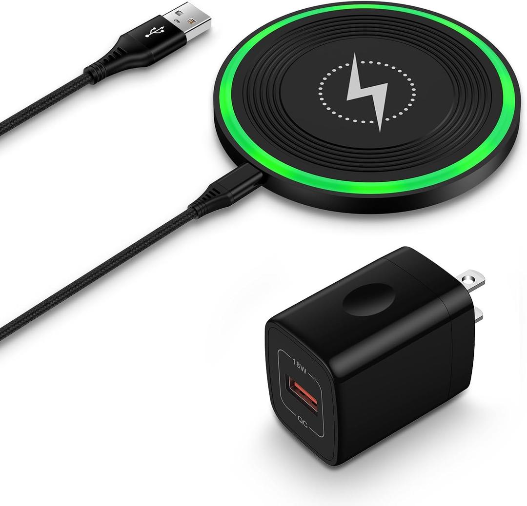 Android Wireless Charger Fast Charging Pad for Motorola Edge/Razr 2025 2024,Moto G Stylus/Power 2025,Razr 50 Ultra,Wireless Samsung Phone Charger Station 15W for Galaxy S24/S23/S22 with QC Adapter (Black2)