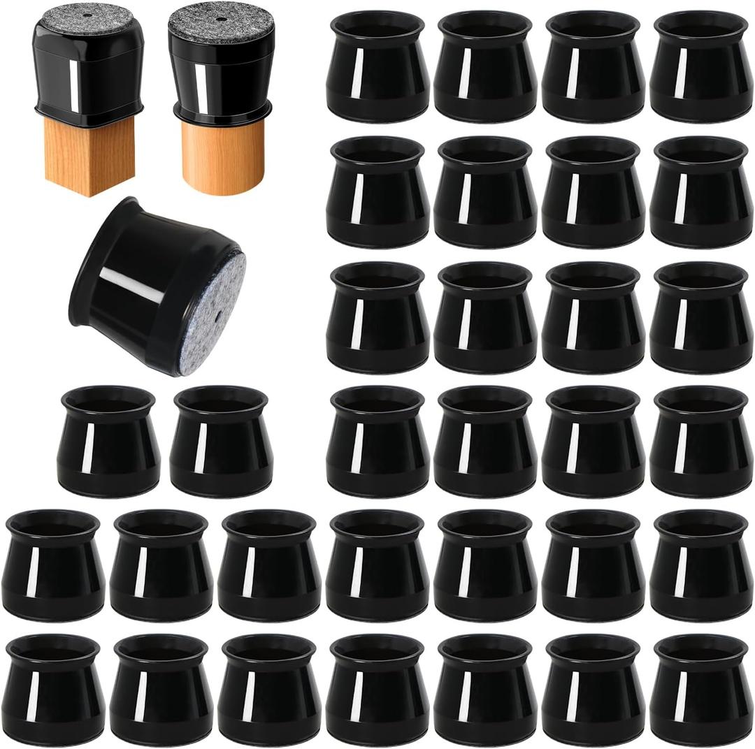32 Pcs Chair Leg Protectors for Hardwood Floors, Silicone Felt Furniture Leg Cover Pad for Protecting Floors from Scratches and Noise, Smooth Moving, Large(Fit Round Diameter1-5/16" to 2")