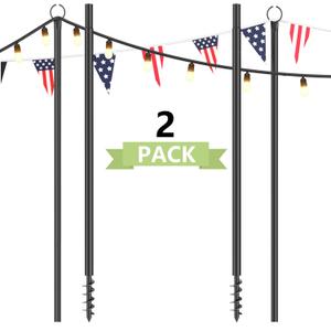 2 Pack String Light Poles for Outside, 10.5 Ft Outdoor String Light Poles for String Lights, Backyard Patio Light Poles for Bistro Party Wedding, Metal Pole for Outdoor String Lights