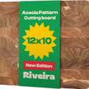 Riveira Acacia Wood Cutting Board Gourmet Acacia Grandeur: 12 x 10 Wooden Chopping Board Natural Wooden Cutting Boards For Kitchen Decorative Innovative Juice Grooves