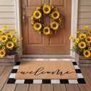 Tinideya 2 Pcs Door Mat Welcome Non Slip Coir Mats Floor Layering Doormats Seasonal for Front Porch Entryway Decor(Welcome)