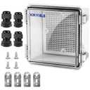 Waterproof Outdoor Project ABS Plastic Junction Box IP67 Weatherproof Dustproof Enclosure with Hinged Cover, Mounting Plate,Wall Brackets for Power Project (Clear, 5.9"x5.9"x3.5")