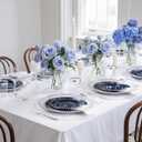 Hioasis 175pcs Blue and Silver Plastic Plates - Elegant Disposable Dinnerware Set Suitable for 25 Guests Include 10.25" Dinner & 7.5" Dessert Plates, Cutlery, Napkins, Cups for Party & Wedding