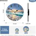 VIKMARI Kitchen Wall Clock - Home Decorative Wall Clock,14 Inch Silent Non-Ticking Quartz Battery Operated Clock, Easy to Read Round Arabic Numerals Ocean Wave Pattern Wooden Wall Clocks