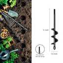 Garden Auger Drill Bit for Planting 1.6x9in, Ground Earth Spiral Auger Drill for 3/8" Hex Drive, Yard Auger for Bulbs, Flowers & Bedding Digging, Planter Tool (Black)