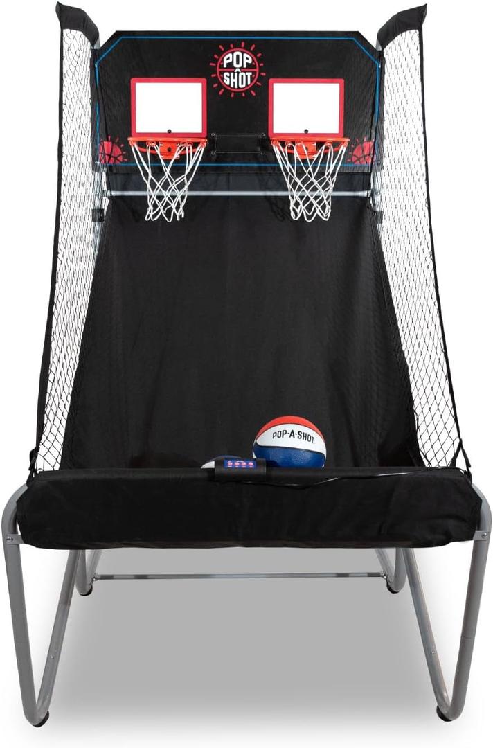 Pop-A-Shot - Home Dual Shot | Arcade Basketball Game for Home | Sensor Scoring Hoop, 16 Game Modes, 7 Balls | Foldable for Easy Storage | Fun for All Players, 46" Wide X 88" Deep X 82/88/94" Adjustable Height