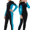 Hevto Kids Wetsuit for Boys Girls Toddler Youth 3/2mm Neoprene Full Wet Suits in Cold Water for Swimming Surfing Diving (16, K1-3mm-Back Zip-Blue)