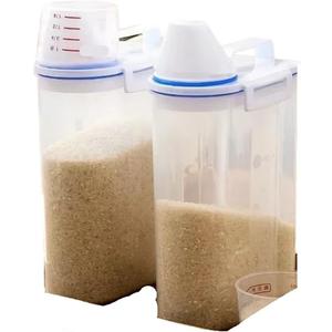 1/2/3Pcs 2KG Transparent Rice Bucket With Measuring Cup Cereal Storage Tank(2pcs)