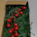 Christmas Garlands 6.56FT 30 LED Smokey Pine Garlands with Lights Battery Operated Pine Cone Garland with Red Berry Bells Green Garland Christmas Decorations for Xmas Holiday Indoor Outdoor