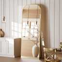 Koonmi Full Length Mirror, 56"x21" Mirror Full Length with Stand, Gold Domed Top Square-Edged Floor Mirror with Aluminum Alloy Frame for Bedroom Living Room (56"L x 21"W)