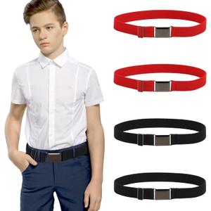 Kajeer Kids Belts 2 Pack for Boys Girls Elastic,Adjustable Silver Square Buckle Boy Toddler Belt for School Uniforms Causal