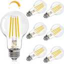 Energetic Dimmable A19 LED Edison Light Bulb, 12W Equivalent 100W, 1600LM High Brightness, 3000K Warm White, Clear Antique LED Filament Bulb for Home, Bathroom, E26 Standard Base, 6-Pack