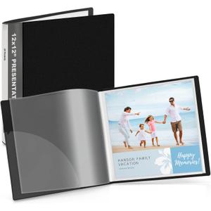 Dunwell 12x12 Binder with Sleeves - Folder with Clear Sheet Protectors, 24-Pockets, Display 48 Pages, 12 x 12 Presentation Book, Art Portfolio for Artwork, Keepsake Album