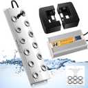 Hanchen Mist Maker 12 Head Ultrasonic Fogger Mist Humidifier Fog Atomizer Halloween Water Fountain Pond 18.7lb/h Large Fog Volume CE Certificate (Mist Maker + Water Resistant Power Supply + Float)