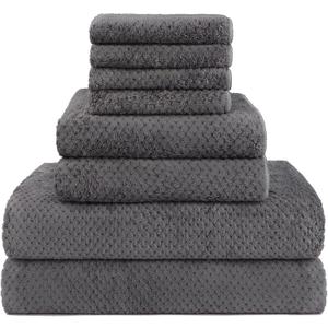 HOMEXCEL 8 Piece Bath Towel Set, Microfiber Bathroom Towel - 2 Bath Towels, 2 Hand Towels, and 4 Wash Cloths, Super Soft, Highly Absorbent Towels for Bathroom, Gym, Hotel, and Spa (Grey)