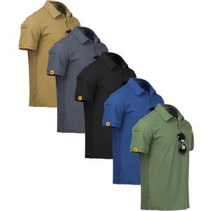 ZITY 5 Pack Mens Polo Shirt Short Sleeve Sports Golf Tennis T-Shirt Moisture-Wicking Summer Shirts (M)