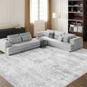 Art&Tuft Washable Rugs 8x10, Anti-Slip Backing Abstract 8x10 Area Rugs for Living Room, Stain Resistant Foldable Machine Washable Area Rug(8'x10', 01-Grey)