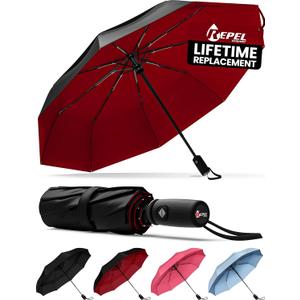 REPEL Windproof Travel Umbrella - Compact & Withstands Winds up to 85MPH , Strongest Premium Auto Folding Umbrella for Rain and Sun - Durable, Light & Portable for Women & Men , Fits Backpack & Cars
