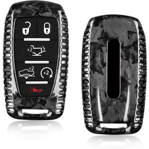 Real Forged Carbon Fiber Key Fob Protector Keychain Compatible with Dodge Ram 1500 2500 3500 TRX Limited Rebel Bighorn Lonestar Laramie,Forged Black