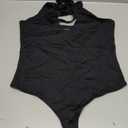 One Piece Sexy Swimsuits Halter Tie Back V Neck Low Back Bathing Suit Ruched Butt High Cut Swimsuit Thong, Size XL