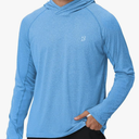 Roadbox Mens UPF 50+ Fishing Shirts, Long Sleeve UV Sun Hoodie, Hiking Running Swim Athletic Workout Shirt, L