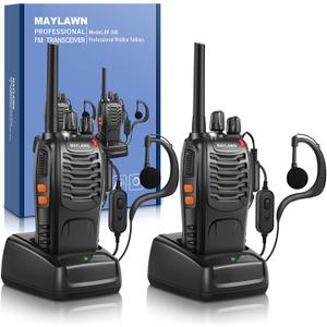 Walkie Talkies Pack of 2, Walkie Talkies Long Range for Adults with Rechargeable Batteries, Two Way Radios with LED Light Earpieces and Chargers, 16 Channels, Supports VOX Function