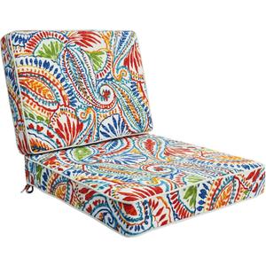 JMGBird Outdoor Chair Cushions Set of 2-22x22 Water Resistant Paisley Pattern Seat Cushions with Ties for Patio Furniture