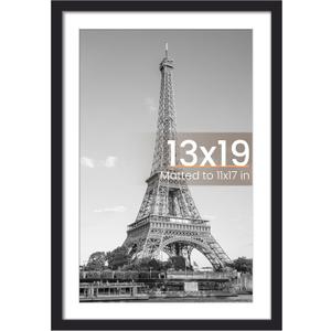 Upsimples 13x19 Picture Frame, Wall Decor Poster Frames, Black 1 Pack | 13 x 19 Frame, 11x17 Frame with Mat for Gallery Wall, Family, Baby, Dog, Dorm, Christmas