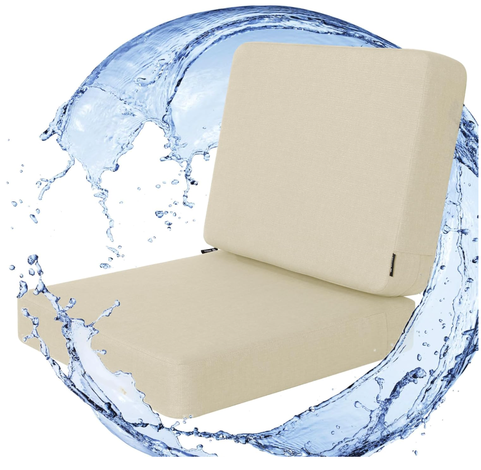 Favoyard Outdoor Deep Seat Cushion Set, 22 x 22 Inch, Beige