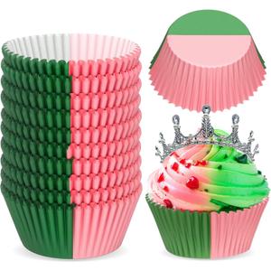 300 Pcs Pink Green Cupcake Liners Paper Baking Cups Muffin Cupcake Wrappers Witch Party Decorations for Cakes Baking Ice Cream Dessert Cheese Wedding Birthday Party Supplies(Pink Green)