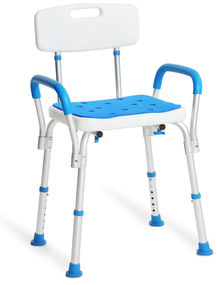 Shower Chair with Arms and Back, Padded Shower Seat for Inside Shower, Tool-Free Shower Seat for Bathtub, Shower Bath Chair for Elderly/Disabled by SOUHEILO
