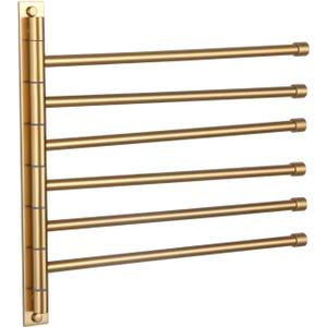 GERZWY Bathroom Swing Arm Towel Bars Wall Mount Bath Towel Rack with 6 Arms Hanger Towel Holder Organizer Stainless Steel Gold Finished HYG06-BE