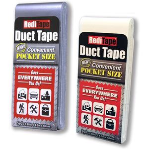 Travel Size Duct Tape Colors 2-Pack (Silver & White) - Pocket Size Flat Mini Roll - for Repairs Outdoors Emergency Crafts - 1.88 inch x 5 Yards per Pack