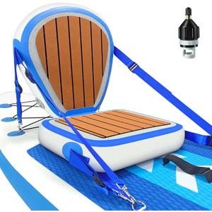 Inflatable Kayak Seat with Back Support, Universal Sturdy Paddle Board Seats for Sit on Top, Adjustable Blow Up Seat with Inflate Nozzle for Kayaking Canoeing Rafting