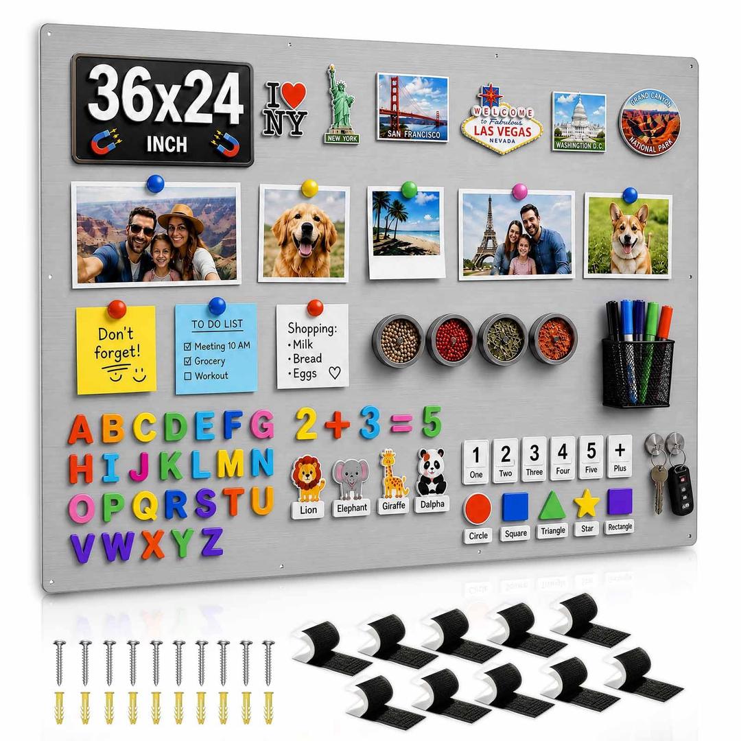 RemixOri 36" x 24" Magnetic Board for Wall, Heavy Duty, Steel Color