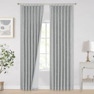Vision Home Silver Grey Pinch Pleated Full Blackout Curtains Room Darkening Window Curtains 95 inch for Living Room Bedroom Thermal Insulated Pinch Pleat Drapes with Hooks Back Tab 2 Panel 40" Wx95 L