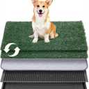 Petcozife Dog Grass Pad with Tray, 25"x20" Grass Pad for Dogs Potty with 2pcs Artificial Grass, Indoor Dog Litter Box for Balcony Apartment, Realistic, Washable, Less Odor