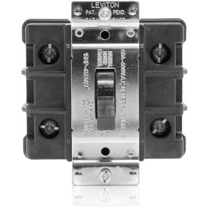 Leviton 60 Amp, 600 Volt, 2-Pole, Single-Phase Single Throw AC Manual Motor Controller, MS602-FW, Black