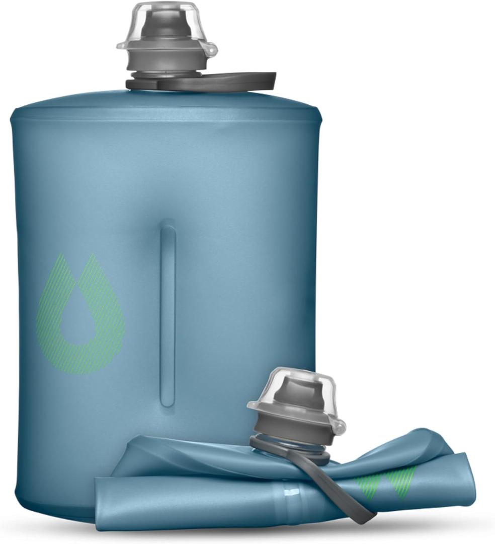 HydraPak Stow Collapsible Water Bottle  350ml, 500ml, 1L  Ultralight, Leak-Proof, BPA-Free, Filter Compatible Travel & Hiking Flask (Tahoe Blue)