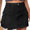 luvamia 2025 Cargo Shorts for Women Casual Summer Skorts Skirts High Waisted Mini Short Skort with Pockets Y2K (Large, Black)