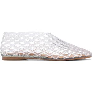 Red Jelly Mesh Ballet Flats for Women Adult Clear Hollow Jelly Sandals Beach Ballerina Jellies Shoes (6, White)