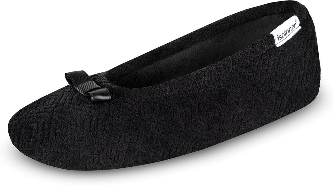 isotoner Women's Diamond Microterry Ballerina Slippers (8-9)