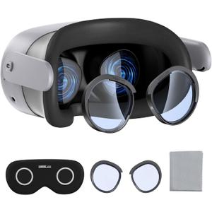 STARTRC GAMES Lens Protector Set Compatible with Meta Quest 3S Accessories, Soft Lens Protector Cover, Glasses Spacer with Blue Light Blocking Glasses for Oculus Quest 3S/Quest 2 (Not Fit for Quest 3)