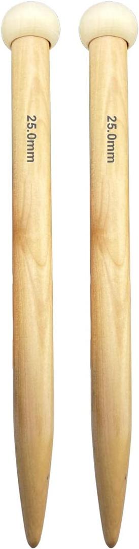 Weabetfu Large Size Bamboo Knitting Needle Straight Single Pointed Thick Knit Needles 13.8-inch Length Jumbo Knitting Needles for Huge Chunky Yarn Handmade DIY Knitting,US Size 50(25mm)